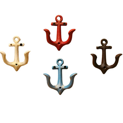 Hook Anchor Blue Red Rustic White Cast Iron Metal