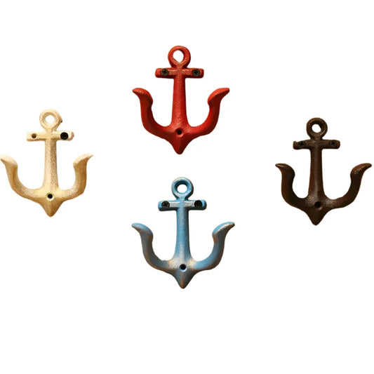 Hook Anchor Blue Red Rustic White Cast Iron Metal