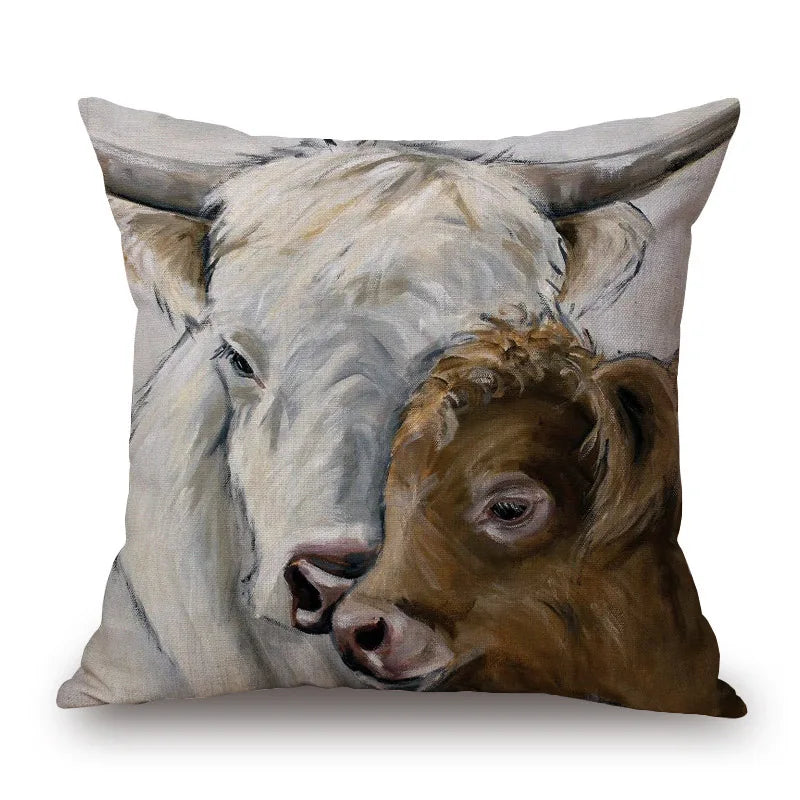 Cow & Cattle Cushion Covers | 45cm Farmhouse Animal Print Range
