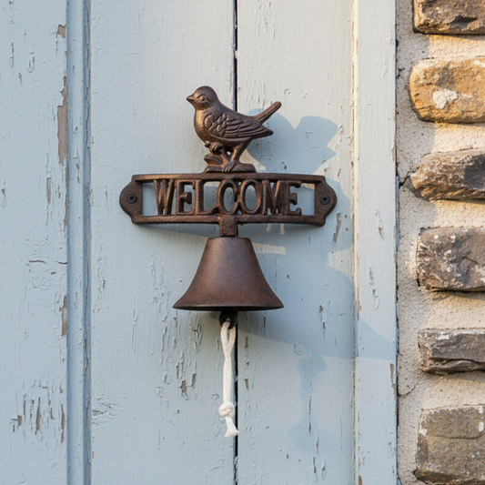 Doorbell Welcome Cast Iron Bird Entrance Vintage Cottage 21cm x 21.7cm