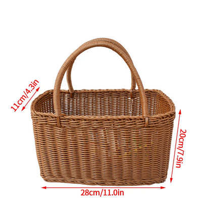 Hand Woven Rattan Style Basket | Picnic, Egg, Herb & Flower Basket | Farmhouse Garden Storage | Multiple Styles & Sizes