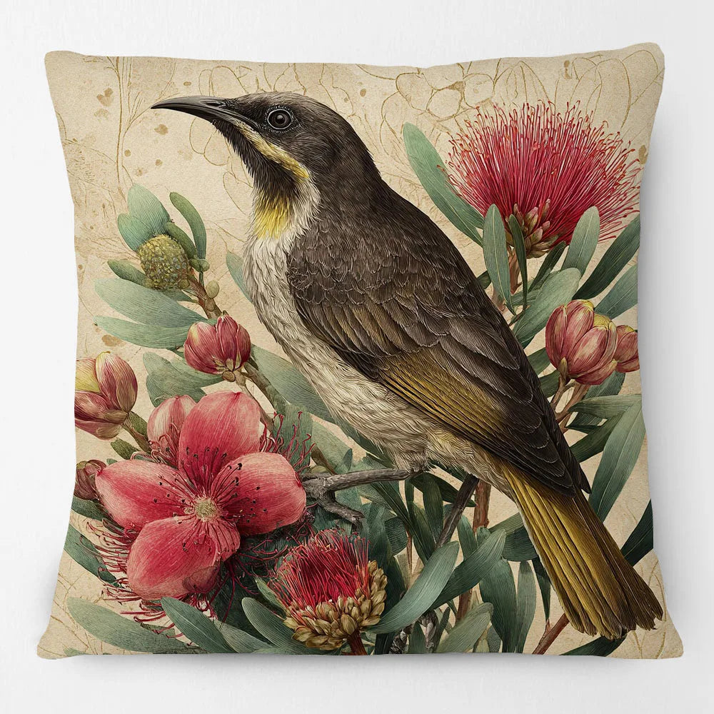 Cushion Cover Australian Animals Birds - Kangaroo Wallaby Wren