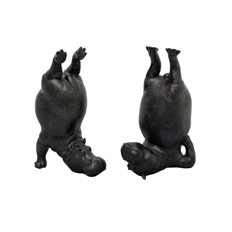 Yoga Hippo Resin Figurine | Zen Pose Animal Sculpture | Funny Home Decor Gift