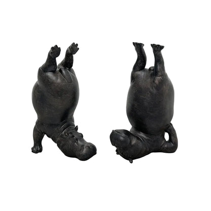 Yoga Hippo Resin Figurine | Zen Pose Animal Sculpture | Funny Home Decor Gift