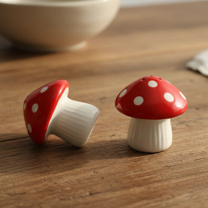 Mushroom Salt and Pepper Shaker Set Hand-painted Ceramic