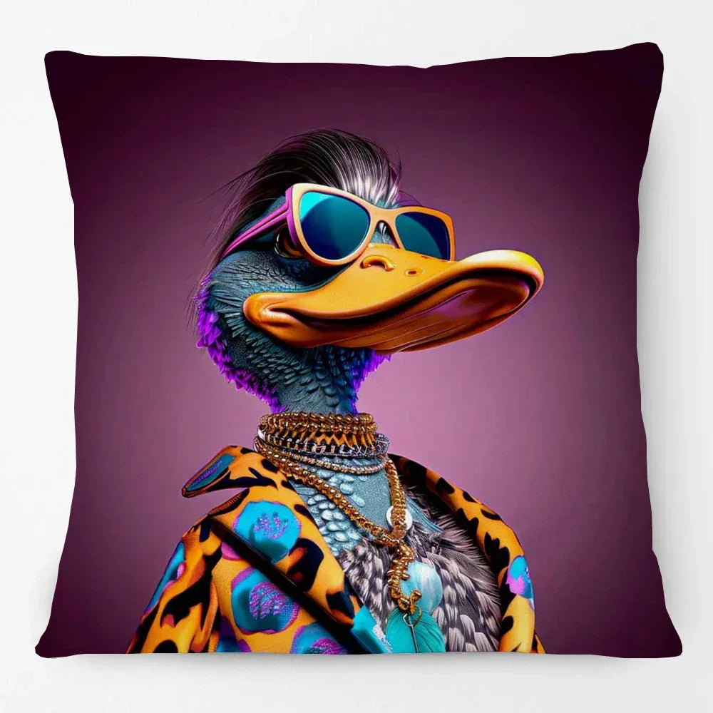 Fashion Animal Portrait Cushion Covers | Poodle Dog Pug Cat Fox Monkey Duck Elephant Throw Pillow Cases