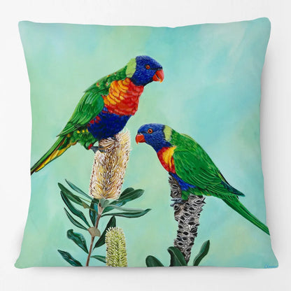 Australian Birds Cushion Cover | Rainbow Lorikeet Black Cockatoo Magpie & More | 45cm