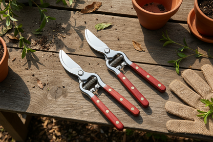Vintage Wooden Secateurs - Pruning Shears Garden Tool