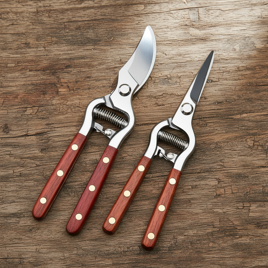 Vintage Wooden Secateurs - Pruning Shears Garden Tool
