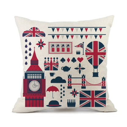 British London Cushion Cover | England Sofa Pillow Case Cotton Linen Polyester