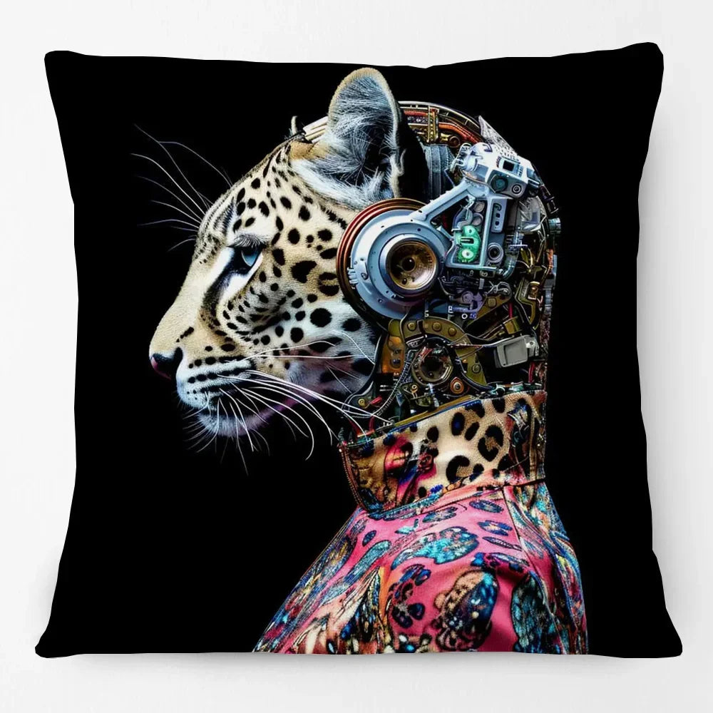 Fashion Animal Portrait Cushion Covers | Poodle Dog Pug Cat Fox Monkey Duck Elephant Throw Pillow Cases