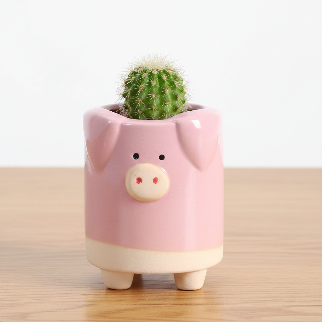 Pink Pig Planter Pot | Ceramic Succulent & Cactus Pot 7x10.5cm