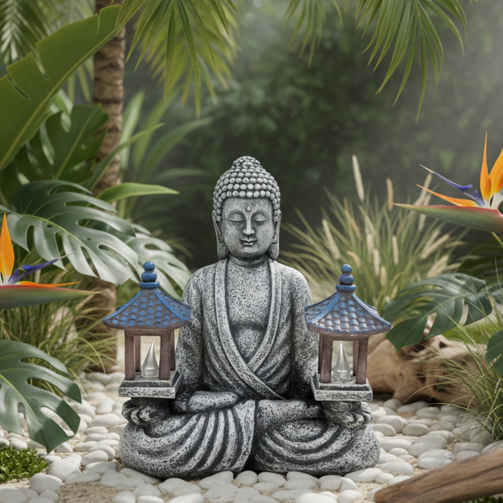Buddha Statue Solar Light LED Bali Thai Style Garden Decor