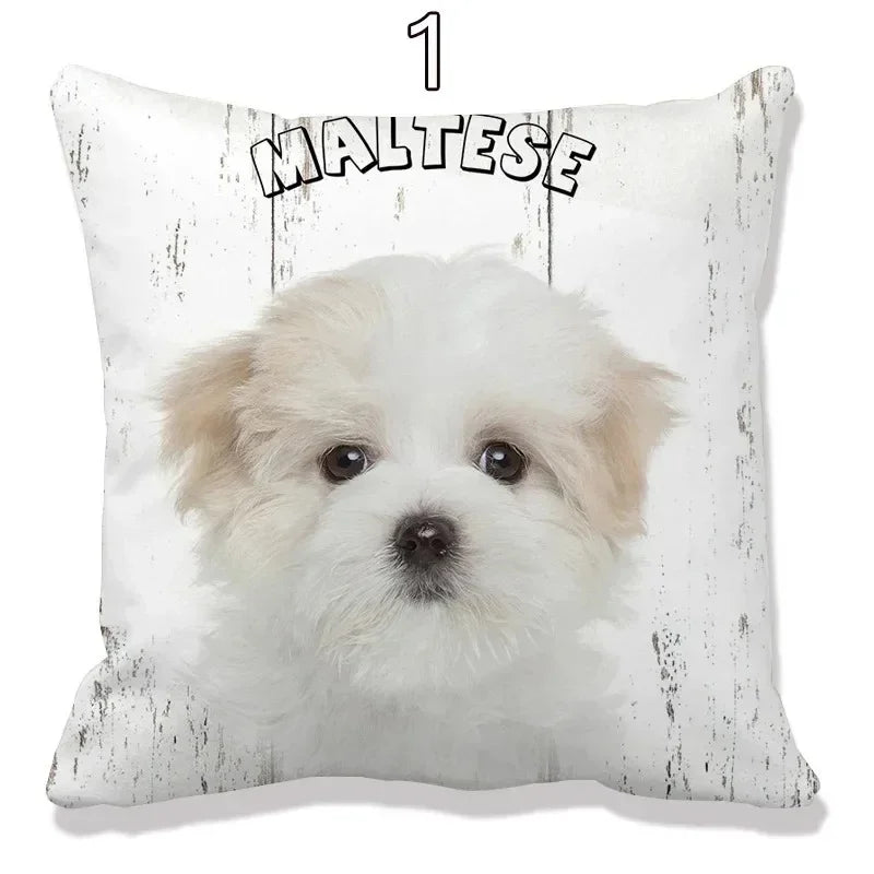 Cushion Cover Dog Breeds | 26 Breeds Polyester Cotton Sofa Pillow Case