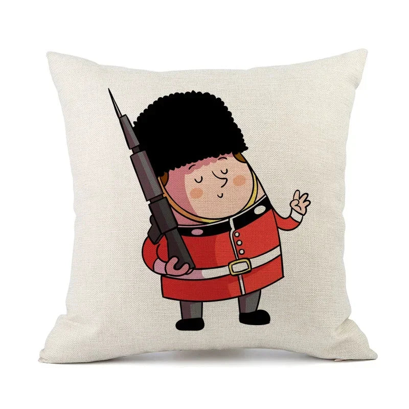 British London Cushion Cover | England Sofa Pillow Case Cotton Linen Polyester