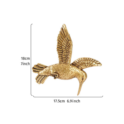 Golden Hummingbird Wall Hanging - Resin Bird Wall Decor