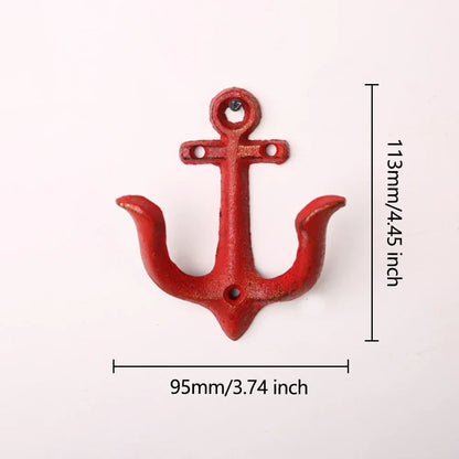 Hook Anchor Blue Red Rustic White Cast Iron Metal