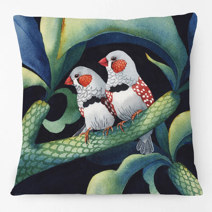 Australian Native Birds Cushion Cover | Cockatoo Cockatiel Lorikeet Finch Art | Linen or Plush | 45x45cm
