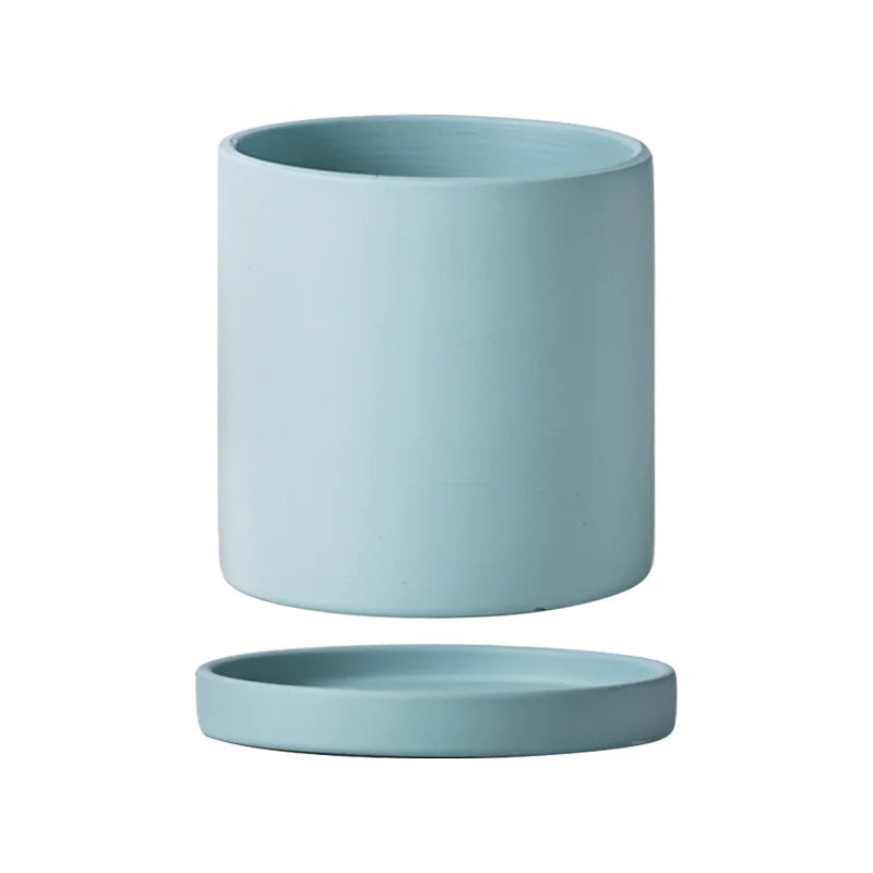 Colourful Ceramic Planter Pot with Tray & Drainage Hole | 24 Colours 4 Sizes | Indoor Outdoor Succulent Pot