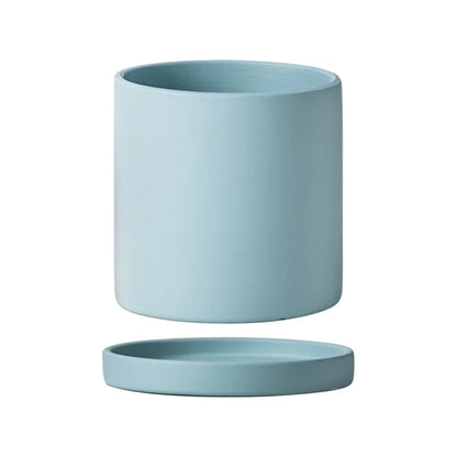 Colourful Ceramic Planter Pot with Tray & Drainage Hole | 24 Colours 4 Sizes | Indoor Outdoor Succulent Pot
