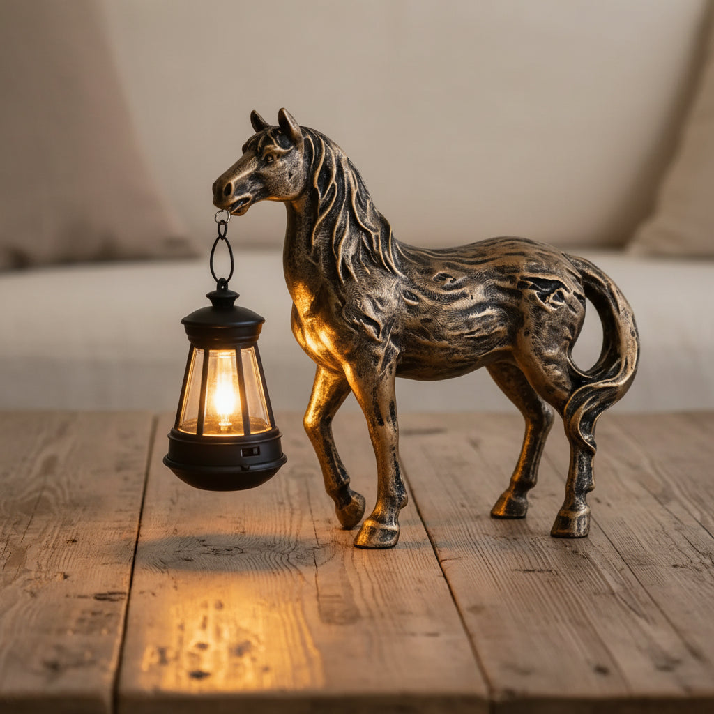 Solar Horse Lantern Garden Ornament Farmhouse Outdoor Decor