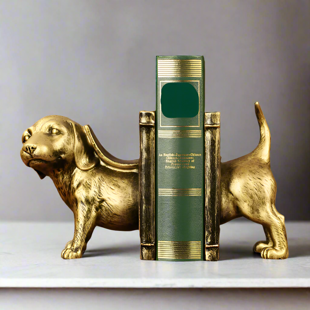 Bookends Dog Gold Vintage