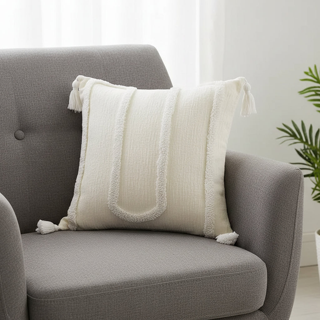 Cushion Cover Chenille | Decorative Stitched Lines Throw Pillow Polyester