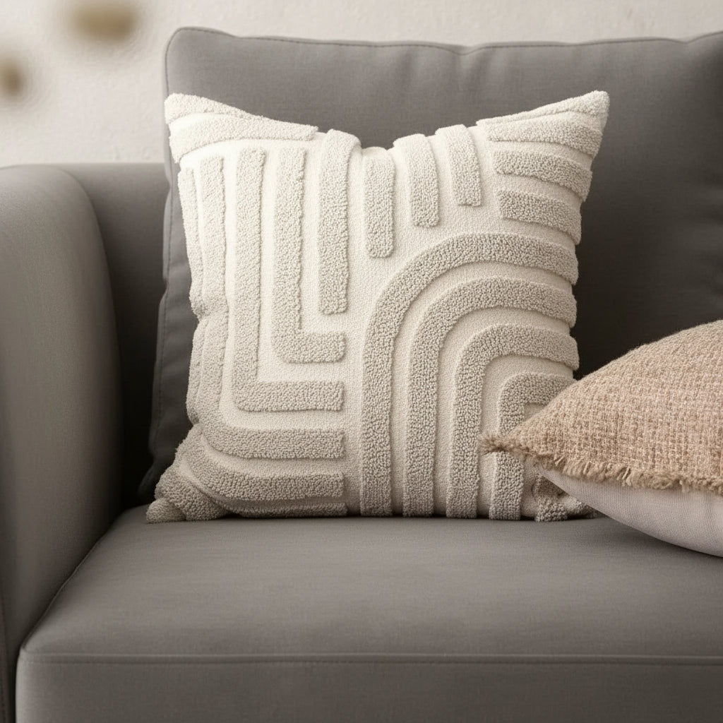 Cushion Cover Chenille | Decorative Stitched Lines Throw Pillow Polyester