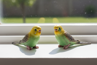Green Budgie Bird Figurine Miniature Garden Ornament