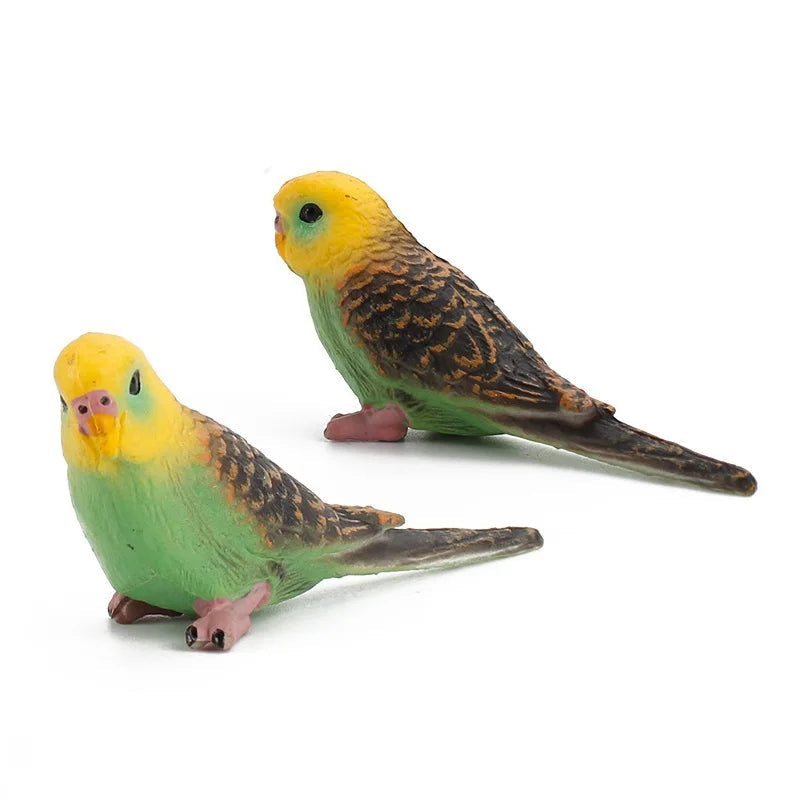 Green Budgie Bird Figurine Miniature Garden Ornament