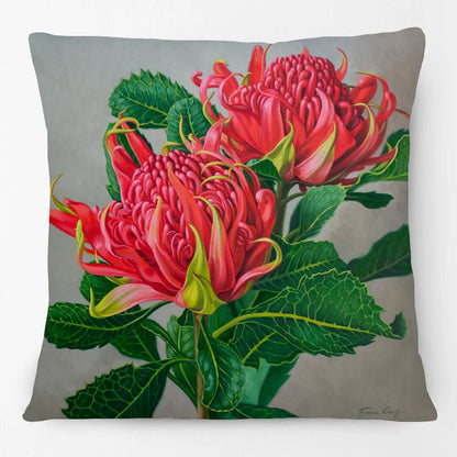 Cushion Cover Australian Flowers - Waratah Banksia Wattle