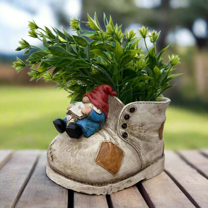 Pot Planter Gnome Shoe Rustic