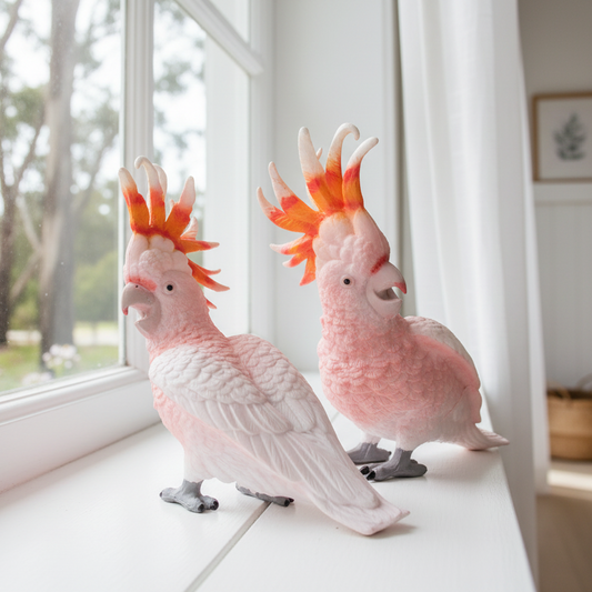 Galah Parrot Bird Ornament Resin Pink Australian