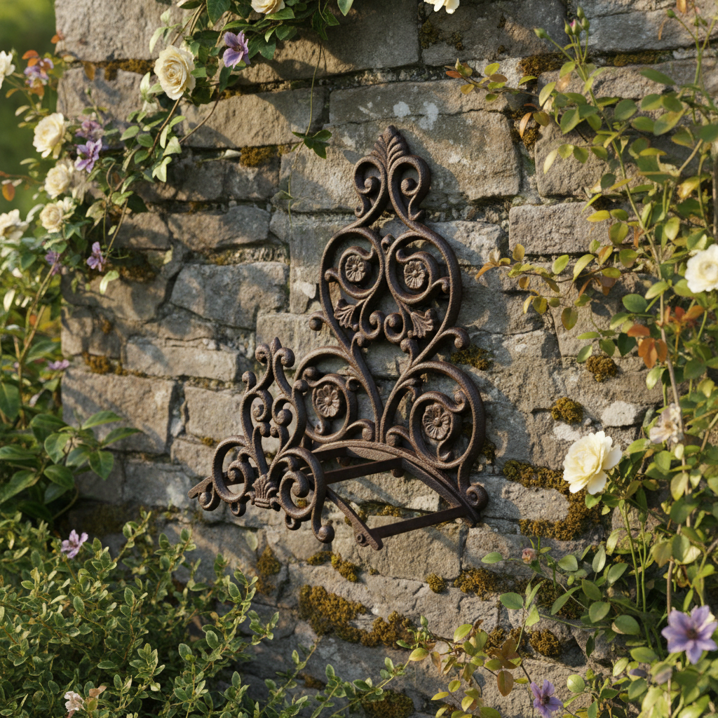 Cast Iron Garden Hose Holder Vintage Victorian Style | Antique Rusty Finish Wall Bracket