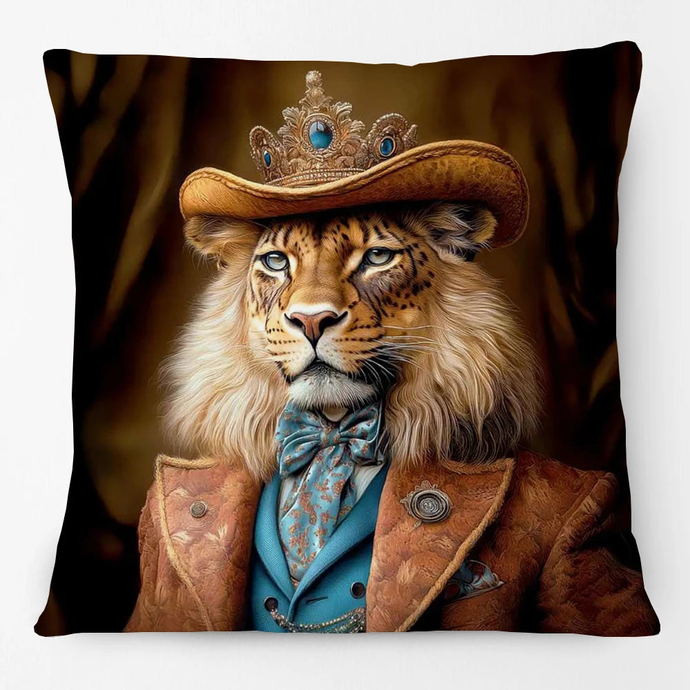 Animal Royalty Cushion Covers 45cm | Regal Animal Portraits & Vintage Style