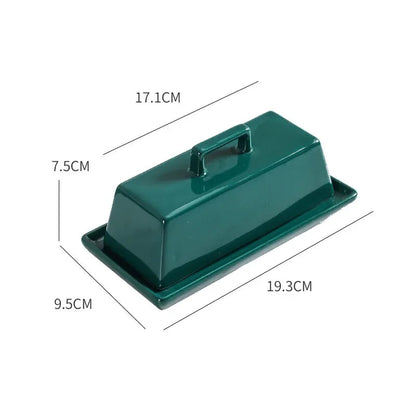 Deep Teal Green Ceramic Butter Dish with Lid