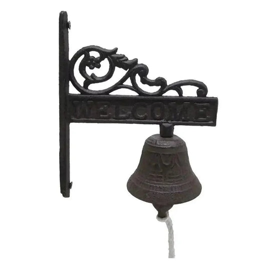 Heavy Duty Cast Iron Wall Hanging Bell Welcome Sign, Hanging Doorbell Home Decor Indoor Outdoor Wall Dinner Bell for Front Door - The Renmy Store Homewares & Gifts 