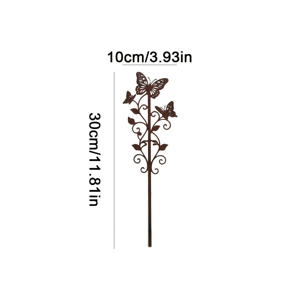 Metal Butterfly Garden Stake | Rustic Floral Scrollwork Ornament