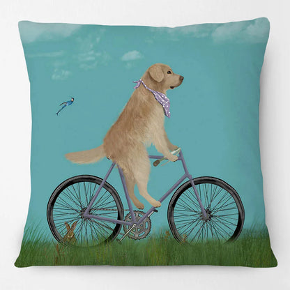 Dogs on Bikes Cushion Covers | Pug Dachshund Bulldog French Bulldog Dalmatian Golden Retriever Labrador Poodle | Retro Vintage Dog Art Pillow