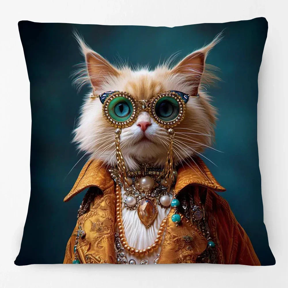 Fashion Animal Portrait Cushion Covers | Poodle Dog Pug Cat Fox Monkey Duck Elephant Throw Pillow Cases