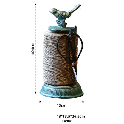 Vintage Cast Iron Rope Spool Holder | Bird Twine Dispenser | Farmhouse Garden Decor