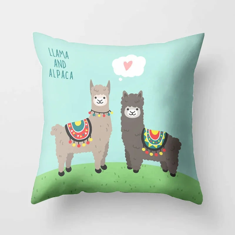 Cartoon Alpaca Llama Cushion Cover | 20 Designs | 30cm to 66cm