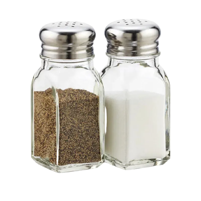 Salt and Pepper Shaker Set Square Glass Modern - 9x4cm