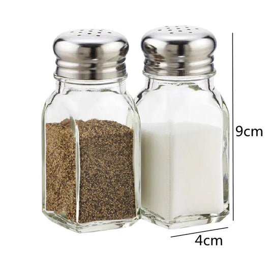Salt and Pepper Shaker Set Square Glass Modern - 9x4cm