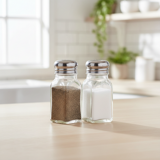 Salt and Pepper Shaker Set Square Glass Modern - 9x4cm