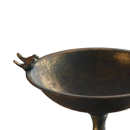 Vintage Double Tier Metal Tray Stand | Rustic Iron Bird Display Riser