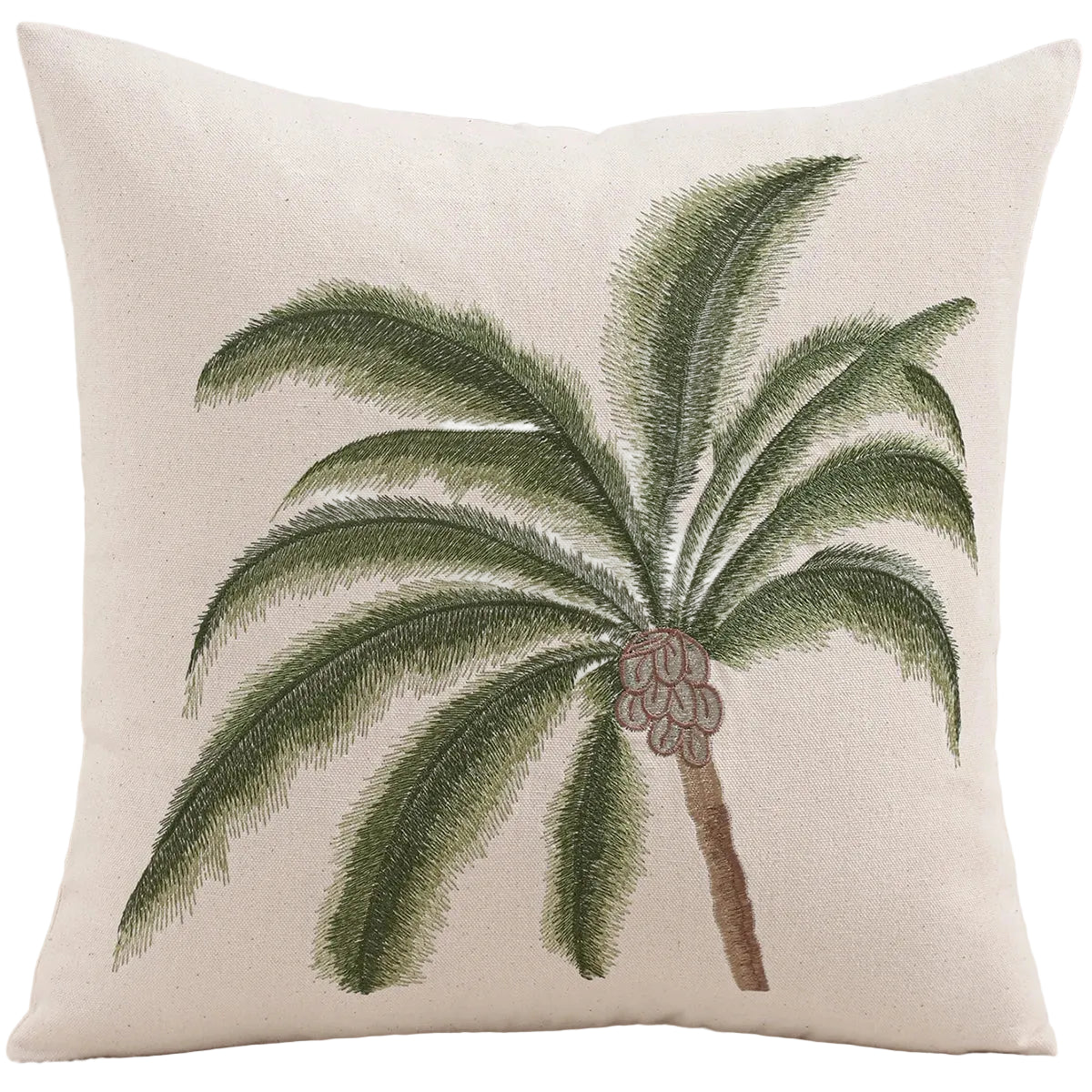 Embroidered Coastal Cushion Cover | Coconut Palm, Seahorse & Ocean Design | 45x45cm