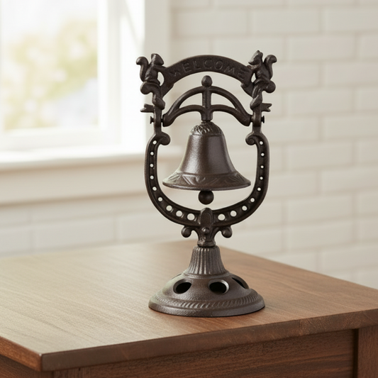 Dinner Bell Cast Iron Tabletop Squirrel Welcome Service Call - 16x12.5x29cm
