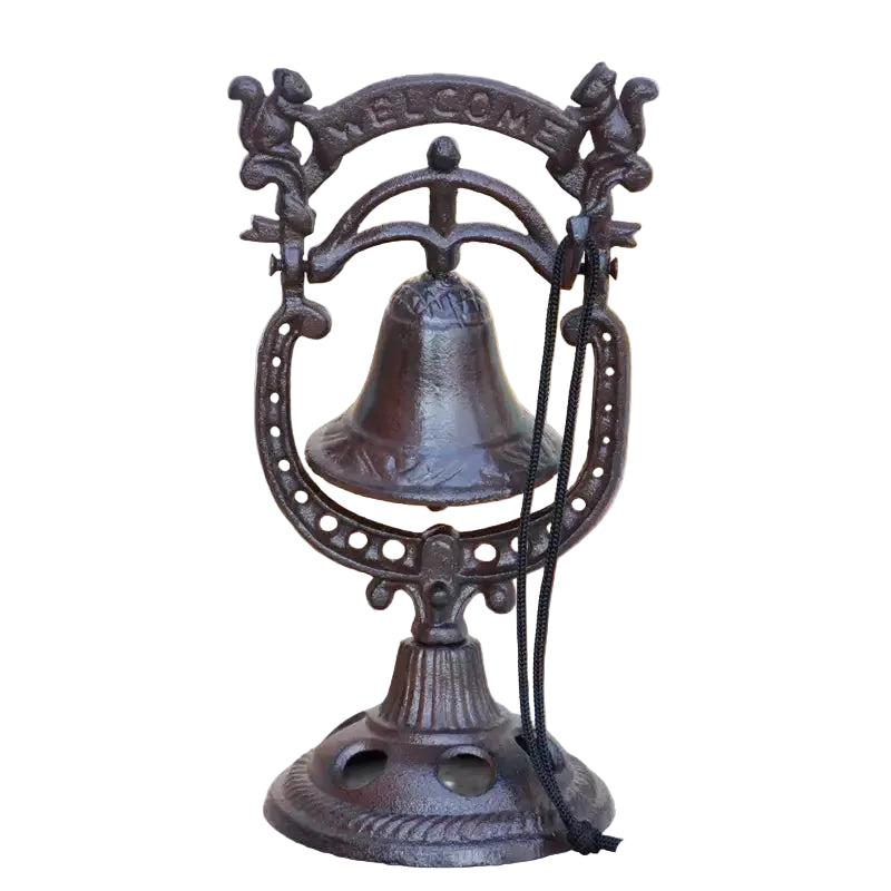 Dinner Bell Cast Iron Tabletop Squirrel Welcome Service Call - 16x12.5x29cm