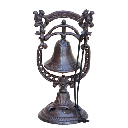 Dinner Bell Cast Iron Tabletop Squirrel Welcome Service Call - 16x12.5x29cm